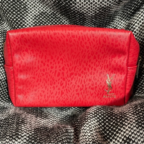 NEW - YSL Red Cosmetics Pouch | Saint Laurent Beauty Bag - Picture 1 of 4